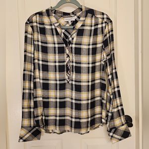 NWT Micheal Stars Plaid Blouse- Medium